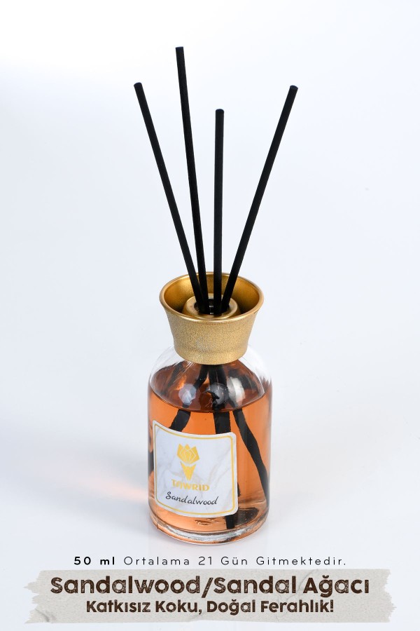 SANDALWOOD Sandal Ağacı Kokusu Çubuklu Oda Kokusu Bambu Kokusu Dolap Banyo Ev Oda Parfümü 50ML